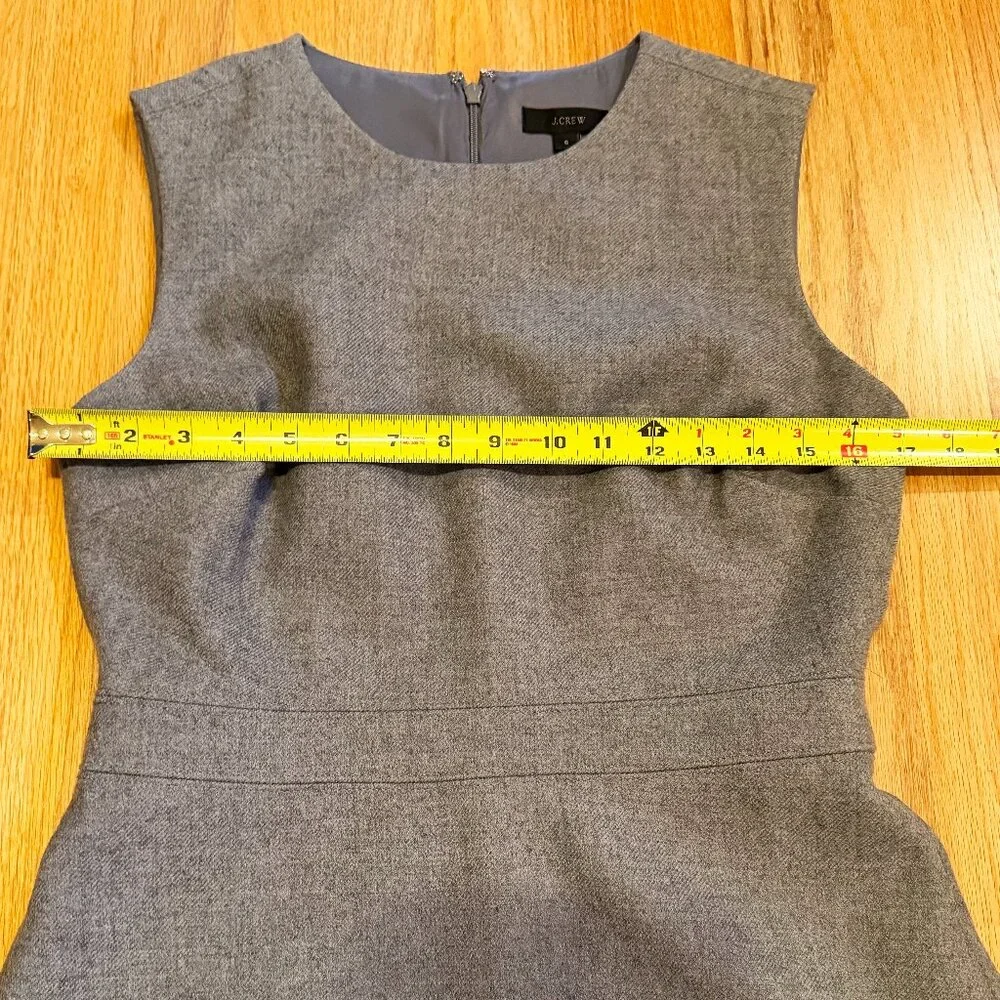 J.Crew Medium Gray Double Serge Wool Fit & Flare Dress Sleeveless Sz 6 - Picture 6 of 11